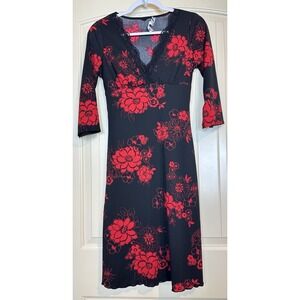 Vintage 90s Y2K La Belle Sexy Gothic Dark Romance Whimsigoth Midi Dress Sz M